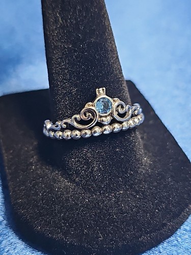 Anello tiara blu cenerentola - blu,
